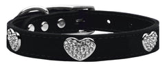 Crystal Heart Genuine Leather Dog Collar