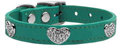 Crystal Heart Genuine Leather Dog Collar