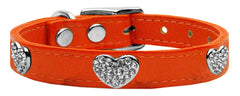 Crystal Heart Genuine Leather Dog Collar