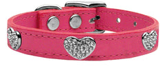 Crystal Heart Genuine Leather Dog Collar