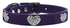 Crystal Heart Genuine Leather Dog Collar