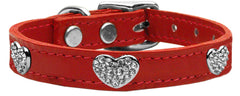 Crystal Heart Genuine Leather Dog Collar