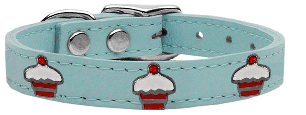 Red Cupcake Widget Genuine Leather Dog Collar Red