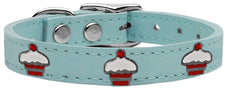 Red Cupcake Widget Genuine Leather Dog Collar Red