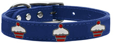 Red Cupcake Widget Genuine Leather Dog Collar Red