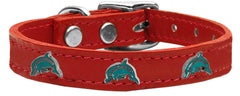 Dolphin Widget Genuine Leather Dog Collar