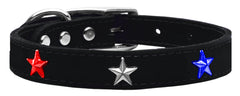 Red, White And Blue Star Widget Genuine Leather Dog Collar