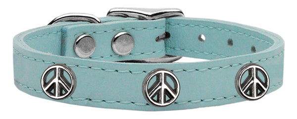 Peace Sign Widget Genuine Leather Dog Collar