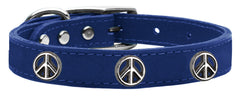 Peace Sign Widget Genuine Leather Dog Collar