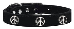 Peace Sign Widget Genuine Leather Dog Collar