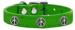 Peace Sign Widget Genuine Leather Dog Collar