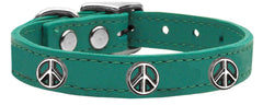 Peace Sign Widget Genuine Leather Dog Collar