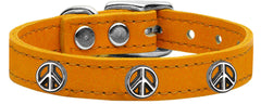 Peace Sign Widget Genuine Leather Dog Collar