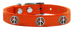 Peace Sign Widget Genuine Leather Dog Collar