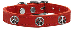 Peace Sign Widget Genuine Leather Dog Collar