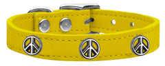 Peace Sign Widget Genuine Leather Dog Collar