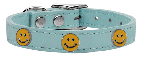 Happy Face Widget Genuine Leather Dog Collar