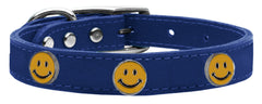 Happy Face Widget Genuine Leather Dog Collar