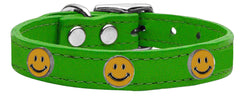 Happy Face Widget Genuine Leather Dog Collar