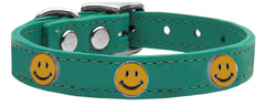 Happy Face Widget Genuine Leather Dog Collar