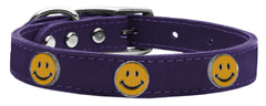 Happy Face Widget Genuine Leather Dog Collar