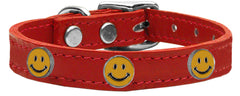 Happy Face Widget Genuine Leather Dog Collar