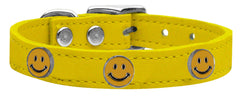 Happy Face Widget Genuine Leather Dog Collar