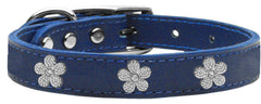 Silver Flower Widget Genuine Leather Dog Collar