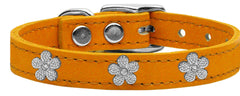 Silver Flower Widget Genuine Leather Dog Collar