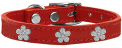 Silver Flower Widget Genuine Leather Dog Collar