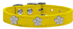 Silver Flower Widget Genuine Leather Dog Collar