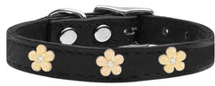 Gold Flower Widget Genuine Leather Dog Collar