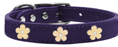 Gold Flower Widget Genuine Leather Dog Collar