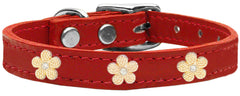 Gold Flower Widget Genuine Leather Dog Collar