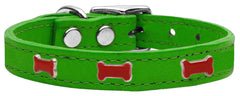 Red Bone Widget Genuine Leather Dog Collar