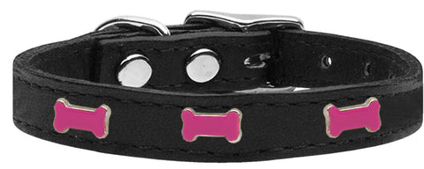 Pink Bone Widget Genuine Leather Dog Collar