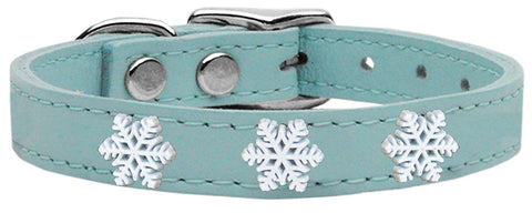 Snowflake Widget Genuine Leather Dog Collar