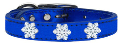 Snowflake Widget Genuine Metallic Leather Dog Collar