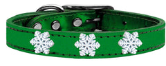 Snowflake Widget Genuine Metallic Leather Dog Collar