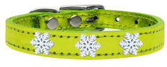 Snowflake Widget Genuine Metallic Leather Dog Collar