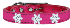 Snowflake Widget Genuine Metallic Leather Dog Collar