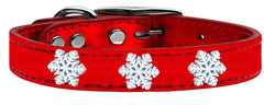 Snowflake Widget Genuine Metallic Leather Dog Collar