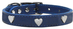 Silver Heart Widget Genuine Leather Dog Collar