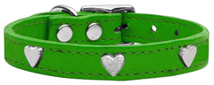 Silver Heart Widget Genuine Leather Dog Collar