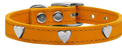 Silver Heart Widget Genuine Leather Dog Collar