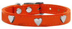 Silver Heart Widget Genuine Leather Dog Collar