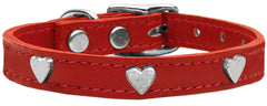 Silver Heart Widget Genuine Leather Dog Collar