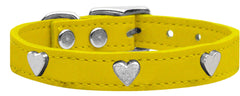 Silver Heart Widget Genuine Leather Dog Collar