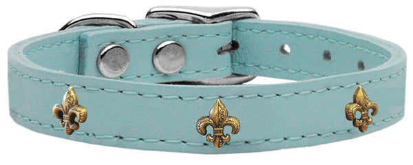 Bronze Fleur De Lis Widget Genuine Leather Dog Collar