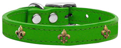 Bronze Fleur De Lis Widget Genuine Leather Dog Collar